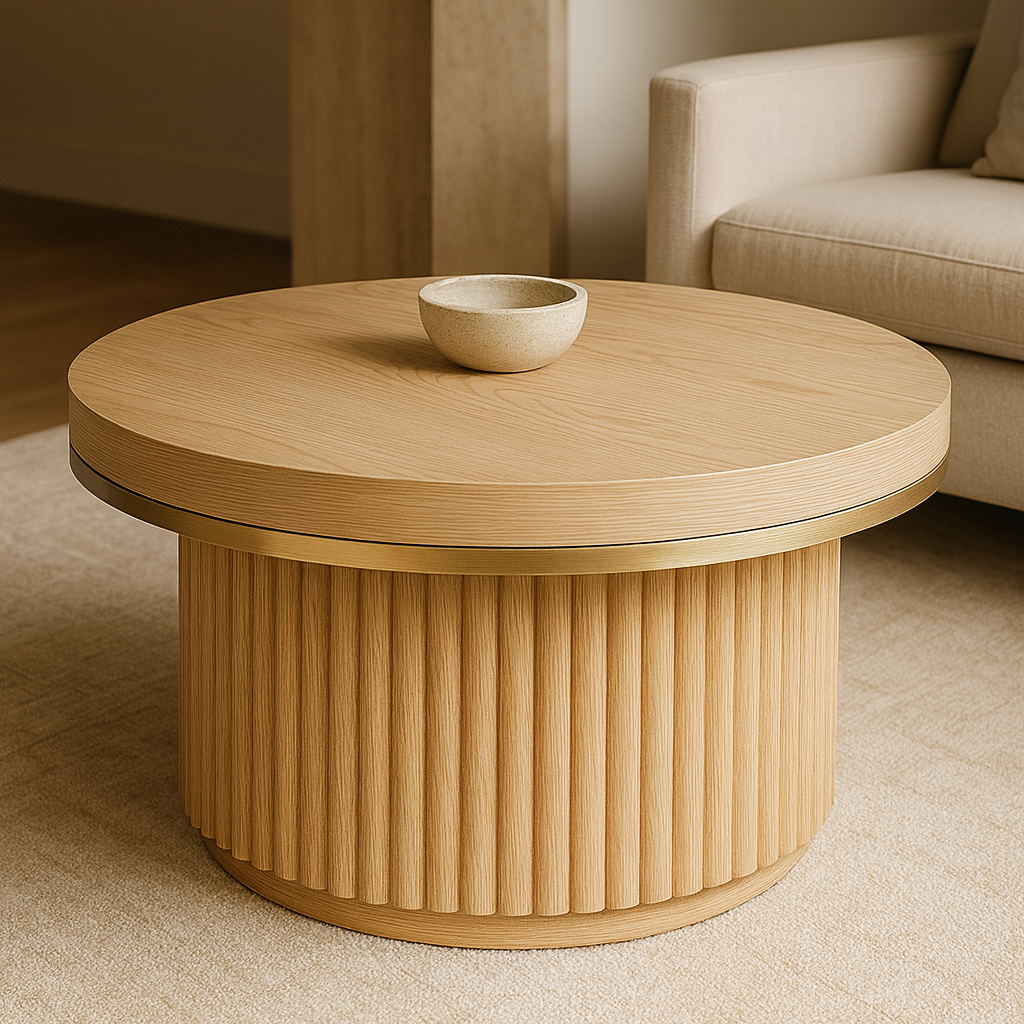 Fluted Drum Coffee Table | Solid Oak or Walnut